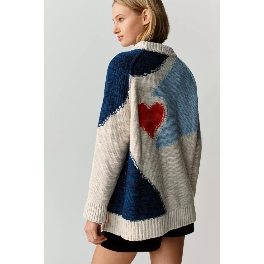 NWT Anthropologie Pilcro Oversized Crew-Neck Cotton Sweater. Size M. Ret. $168 - Picture 3 of 12